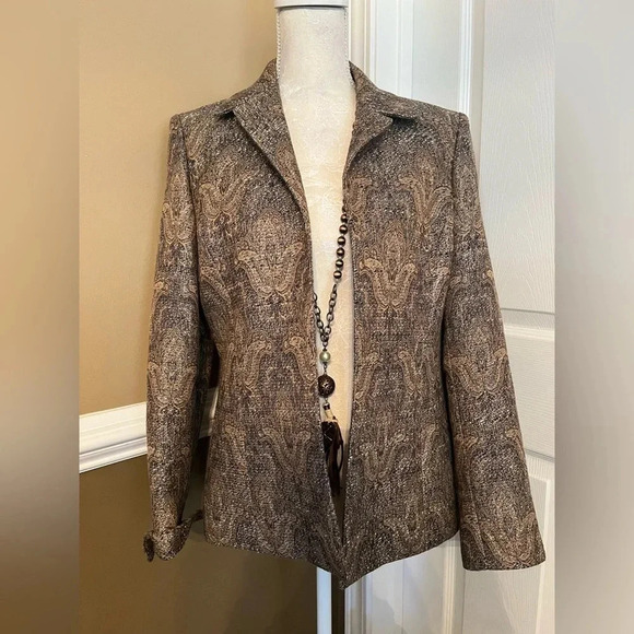 Kasper Vintage Light Brown & Light Tan W A Tint Of Gold  SZ 8 Blazer - Picture 10 of 13